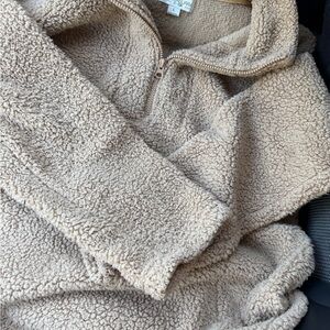 Cozy Tan Sherpa Pullover